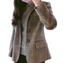 Houndstooth New  Single Breasted Boyfriend Blazer Patch Elbow 2x Photo 2