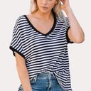 Z Supply  Angel Dolman Boxy Knit Top Blouse Stripe Black M Photo 0