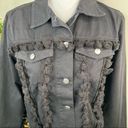 Free The Roses 🎉  Black Jean Jacket With Tassels Button Front NEW Size S Photo 2