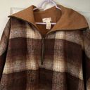 Free People Woodstock Brushed Plaid Poncho Cape Auburn Combo Brown One Size NWT Photo 3