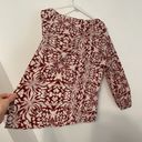 Anne Klein  White Rust Red Mauve Geometric Floral Tie Bow Neck Long Sleeve Blouse Photo 11