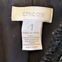 Chico's  Royal Tweed Jacket Black Gold Silver Open Blazer Bracelet Sleeve Sz 1 M 8 Photo 4