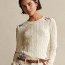 Polo NWT,  Ralph Lauren Patchwork Cable Knit Cotton Sweater Crew Neck, Sz S Photo 0