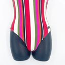 Solid & Striped  V Neck Low Back Striped One Piece Swimsuit Pink Small Photo 7