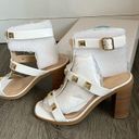 Soda  Beets White Faux Leather Gold Studded Heels Women’s Size 10 Photo 7