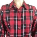 Orvis  Women’s Carefree button down up shirt size small Red & Black Plaid Photo 3