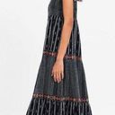 ZARA Bead and Embroidered Strappy Tiered Midi Dress Black Size S Photo 2