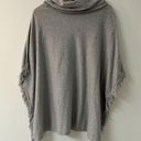 Chico's Gray Cowl Neck Fringe Poncho Shirt - Size L / XL Photo 9