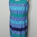 Kathie Lee Collection blue multi pattern midi tank dress size 10 Photo 0