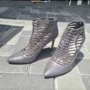 INC Kacela2 Caged pewter/silver rhinestone high heel booties sz 7.5 Photo 12