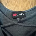 Poof! Women’s Size 1X Poof Cross  Front V-Neck Sleeveless Gray Tank Top Photo 3