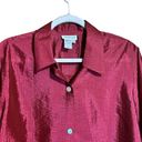 Coldwater Creek  Top Womens 1X Burgundy Textured Button Up Blouse Shirt Ladies Photo 1