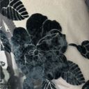 Gothic Black Sheer Velour Velvet Floral Fringe Scarf Photo 3