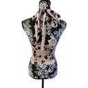 SheIn  Velvet Floral Lace Up Halter Top Crop Top Corset Style Photo 2