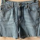 Topshop  Medium Wash Cutoff Mom Jean Shorts Photo 3