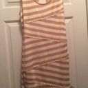 Size large golden yellow white striped dress lace overlay trim Photo 0