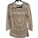 Moda Le  Women's Large Off White Geometric Long Sleeve Swim Cover Up Photo 0