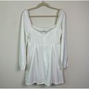 White Pearl Trim Mini Dress Long Sleeve Size Small Lightweight Photo 3