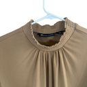 Ny&co NY &  7th Avenue Beige Mock Neck Short Flutter Sleeve Blouse Women Sz L Photo 3