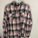 Carhartt  Pink Plaid Flannel Button Down with Hoodie Size Small Photo 0