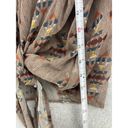 Kirra  Women's Blouse Tie Front Brown Taupe Tribal Sheer Size Large Photo 8