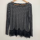 White House | Black Market WHBM | Striped Long Sleeve with Lace sz Large Photo 0