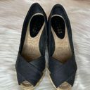 Ralph Lauren Lauren  Cecilia Espadrille Black Peep Toe 2" Wedge Size 5 Photo 1