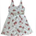 Divided  White Fit and Flare Floral Pink Rose Dress Women’s Size 10 Sleeveless Photo 1