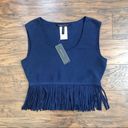 BCBGMAXAZRIA  • Jaleigh fringe crop top sweater knit tank Dark Ink navy blue Photo 2