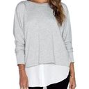 Vince  Long Sleeve Gray Jersey White Button Down Layered Top Women’s XS Photo 0