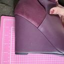 GUESS Burgundy Purple velvet Mixed Media Buckled Strap Acora Point Toe Wedge dress Boot Photo 12