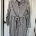 Calvin Klein  tie front gray striped shirt dress size 8 career office Photo 0