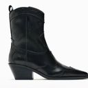 ZARA NWT  WOMEN HEELED LEATHER COWBOY ANKLE BOOTS ELASTIC GORING Size 8 Photo 0