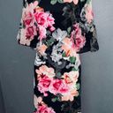 Calvin Klein Black & Pink Floral Party Formal Sheath Dress Womens Large Photo 3