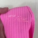 Aerie  Neon Pink One Shoulder Ribbed Rebel Tie Shoulder Cropped Tank Photo 7