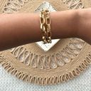 Monet Vintage  Signed Gold Tone Toggle Double Link Chunky Bracelet Essential Luxe Photo 0