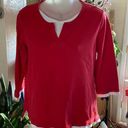 Coldwater Creek  Red/White Long Sleeve Blouse Size Small Photo 0