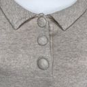 Lesjour! Heathered Oatmeal The Henley Ecovera Button Collar Long Sleeve Polo Top Size M Photo 8