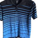 August Silk  Knits 100% Silk Blue/Black Striped Top. Size Large. Photo 2