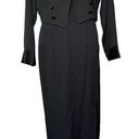 Alexis Vintage 80s 90s  Womens 2 pc Black Long Tuxedo Dress with Jacket Size L Photo 0