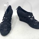 Eileen Fisher  Caged Lattice Wedge Sandals Black Photo 2