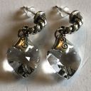 Brighton  Vintage Silver Tone Clear CZ Heart Boho Pierced Earrings Photo 4