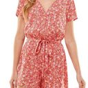 Bebop  Red/Pink Womens Juniors Floral Print Surplice Romper w/ Tag, XL Photo 0