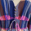 Pilcro  V-neck Plaid Smocked Peasant Top Sz Medium Photo 4