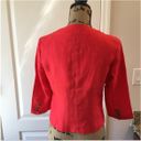 Target Merona Red Collarless Linen Cropped Balzer Jacket w/ 3/4 Sleeves Hook Closure XS Photo 10