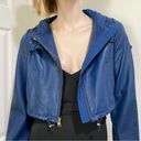 BCBGMAXAZRIA  Blue Cropped Hooded 100% Leather Jacket Size XS Photo 1