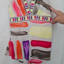 BCBGMAXAZRIA  Y2K Retro V-Neck Multi-colored Halter Top Size Medium Photo 2