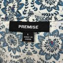 Premise  White Blue Paisley Floral Print Crew neck Short Sleeve Blouse Top Size L Photo 6