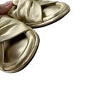 J.Crew  Leather Menorca Padded Twist Knot Flat Sandals Gold Metallic Size 7 Photo 4