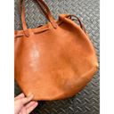 Madewell  Drawstring Transport Tote Brown Leather Cognac Purse Bag Photo 2